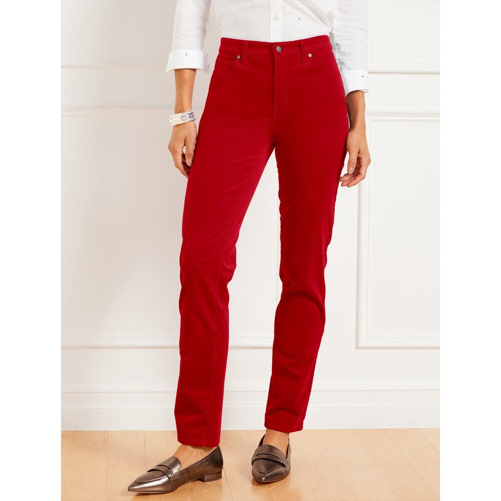 Talbots Straight Leg Corduroy Full Length High waist Pants Red 2P NWT